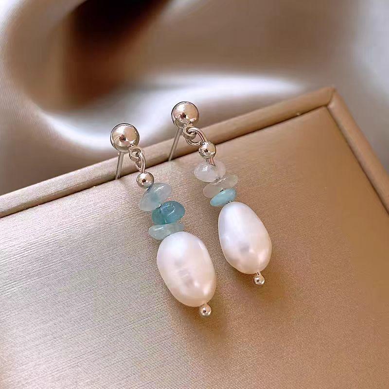 S925 Silver Teardrop Pearl Zircon Stud Earrings: Elegant Women's Fashion