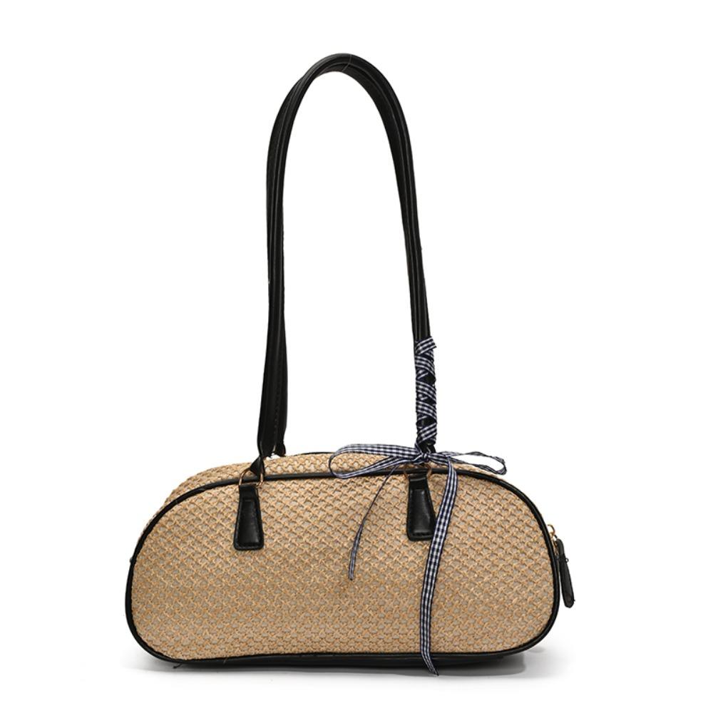 

Large Capacity Sand Beach Tote Bag Sweet Weave Shoulder Bag Portable Underarm Bag Vacation чёрный