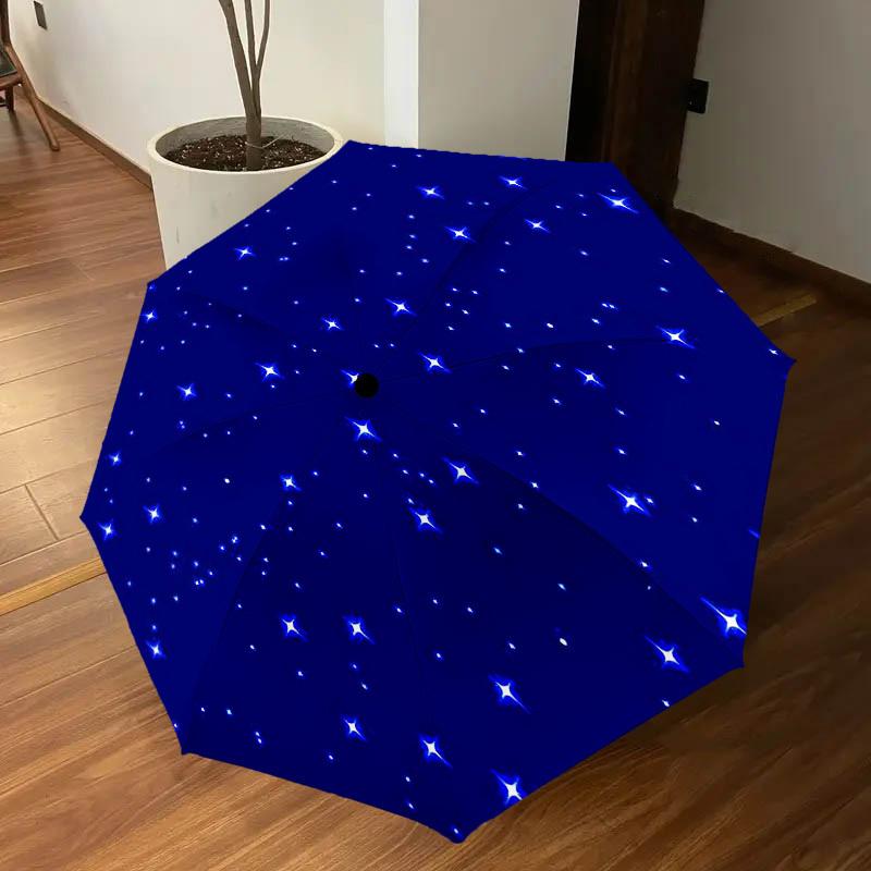 1 Stück blaue Sterne Regenschirm - 8 Speichen verstärkt, Automatisches Öffnen, Leicht & Langlebig, Niedliches Modeaccessoire für den Außenbereich, Strand oder Freizeit, Strandschirm