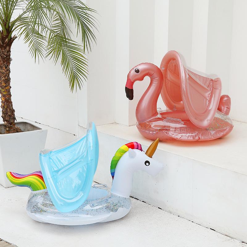 Multi Inflatable Floting Row Baby Infant Float Pool Swimming Ring with Sunshade Floating Seat Beach Party Pool Piscina