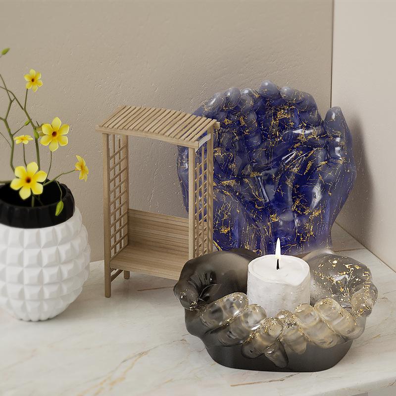 Poppy Crystal Epoxy Resin Clasped Hands Dish Mold