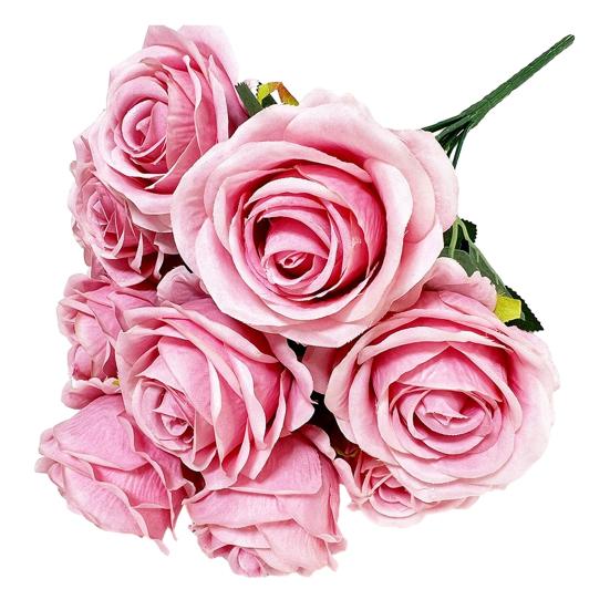 Simulated Roses Bunch Realistic Artificial Roses Faux Rose Bundle with Bendable Stems for Home Decor Parties Weddings Flower Arrangements