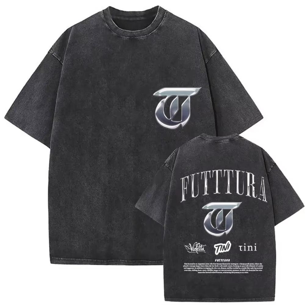 Singer Tini Stoessel Futtura Album Graphic T Shirts Men Women Fashion Vintage Washed Oversized Tshirt Fans Gift Streetwear