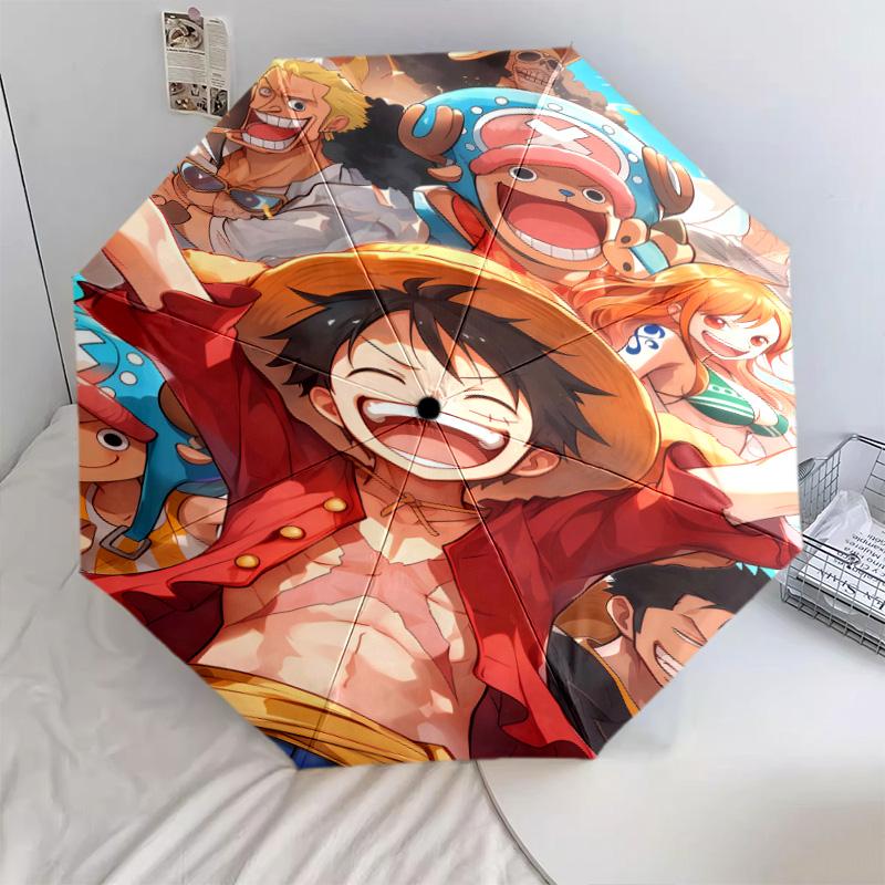 1 PC Automatic Folding Umbrella - Luffy D Pattern Portable Foldable Design With 8 Ribs Christmas Birthday Gifts