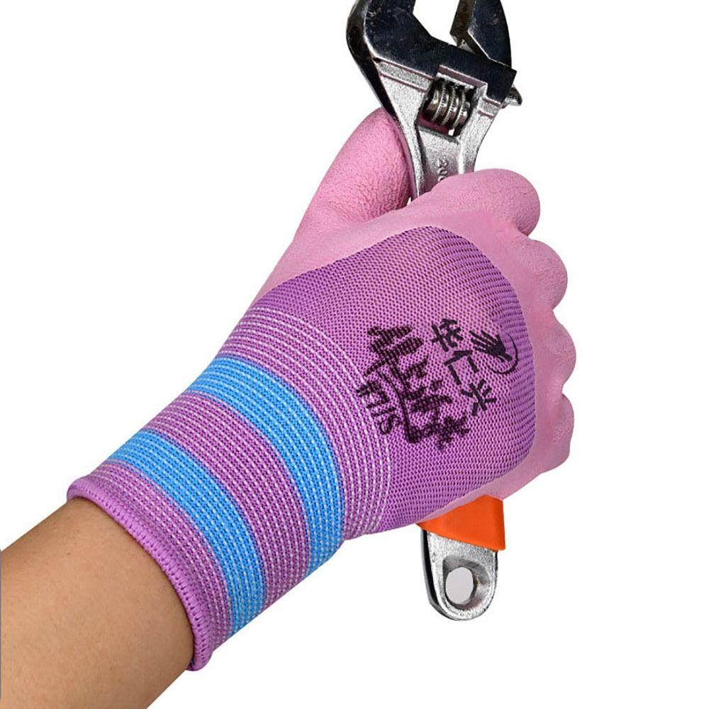 Rosa Arbeitshandschuhe Nylon Schutzhandschuhe Werkzeug Gummi beschichteter Handschuh Damen