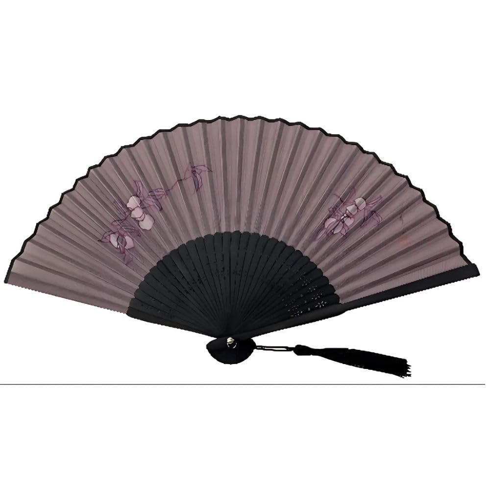 Silk Fan from a Kimono Shop Takehisa Yumeji Fan with Lace Perfect for [Acacia Style] High-quality Ladies' Case/boxed, Gifting! (momo23Y-2BK)
