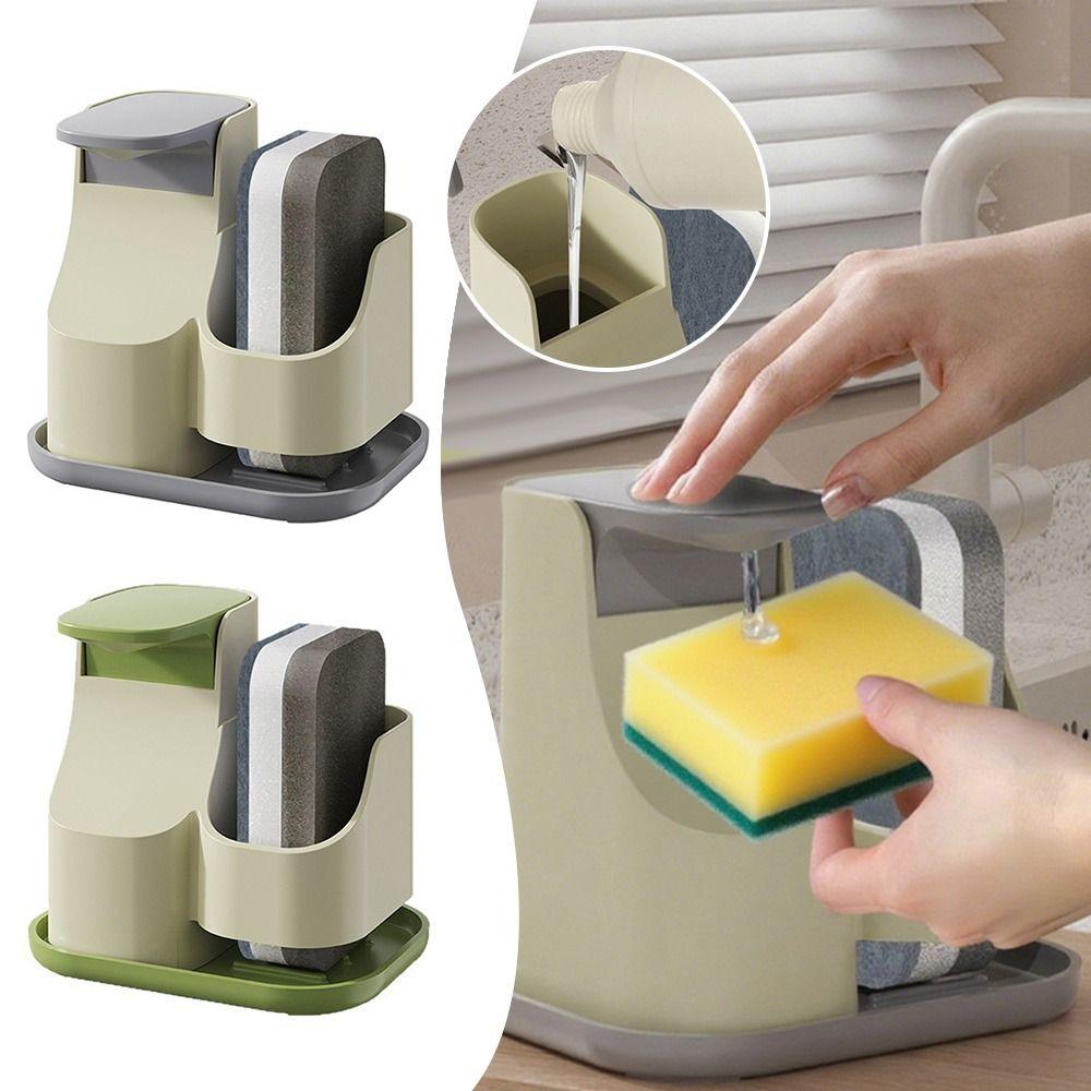 Küchenutensilien Seifenspender mit Schwammhalter Wiederverwendbarer Flüssigseifenspender Arbeitsplatte
