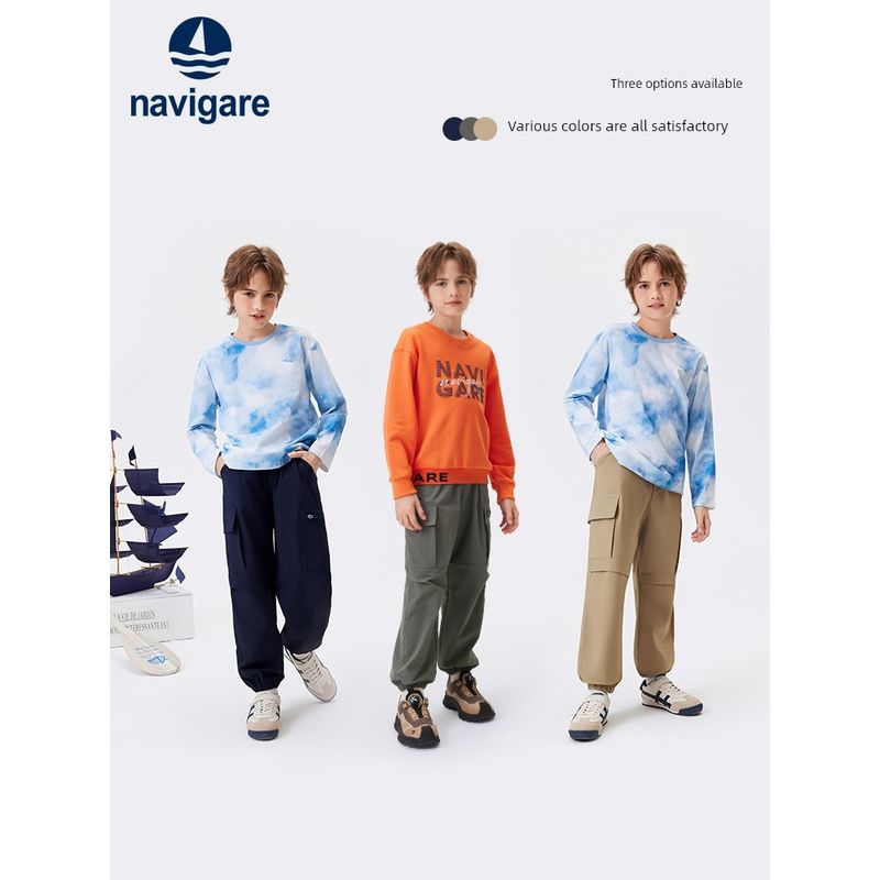 Navigare Italy Boys' Cargo Pants 2026 Spring Thin Children's Pants Outdoor Casual