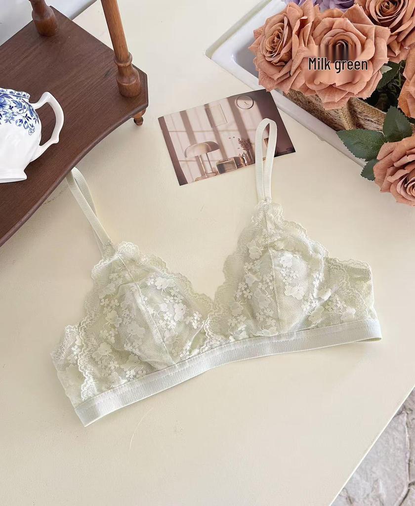 French Lace Push-Up Bra for Small Busts - Sexy, No-Gap Ultra-Thin Triangle Cup