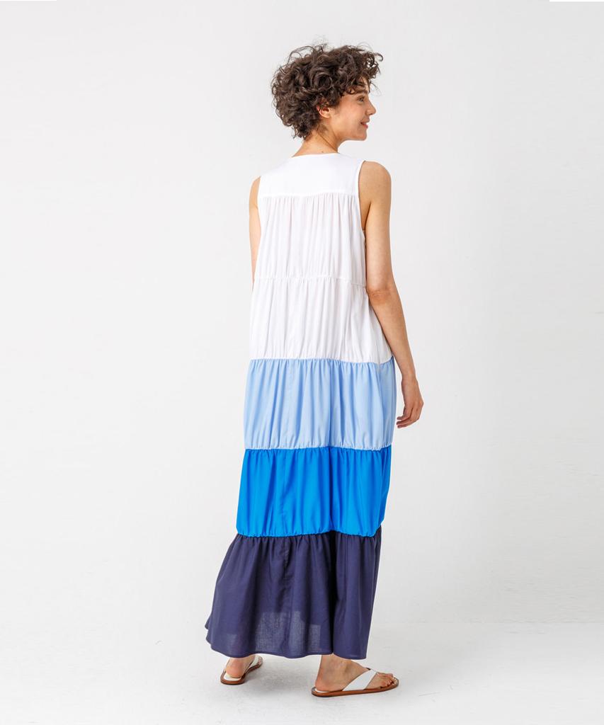 Page Block Tiered Dress_Blue