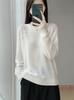 2025 Autumn/Winter Women's Loose Round Neck 100% Pure Wool Embroidered Long Sleeve Sweater Base Layer