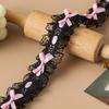 Computer Monitor Decor Strip Stickers Black Bow Lace Wings Design Desk Screen Decor Gaming Room Display Screen Ornaments