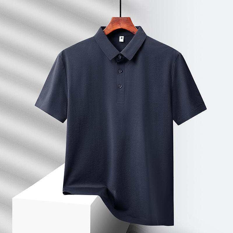 Polo shirt men's ice silk nylon high-end seamless business casual ice-feel lapel men's short-sleeved T-shirt quick-drying