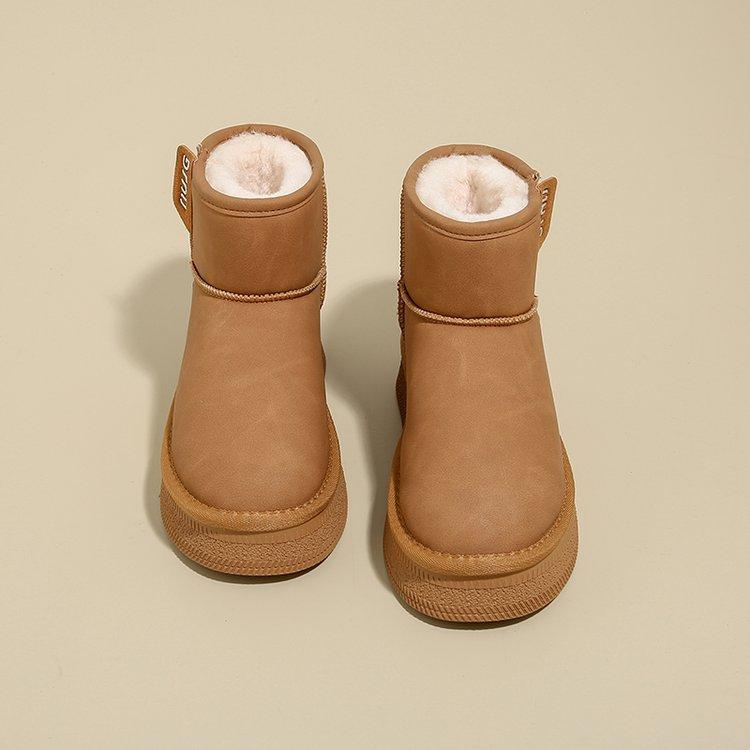 Cowhide Version~ Leather Thickened Snow Boots Women's 2025 Winter New Thick-soled Zipper Warm Casual Non-slip Cotton Boots