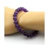 Pierres et Minéraux. Bracelet Perles Améthyste 8 mm. Fabriqué en France.
