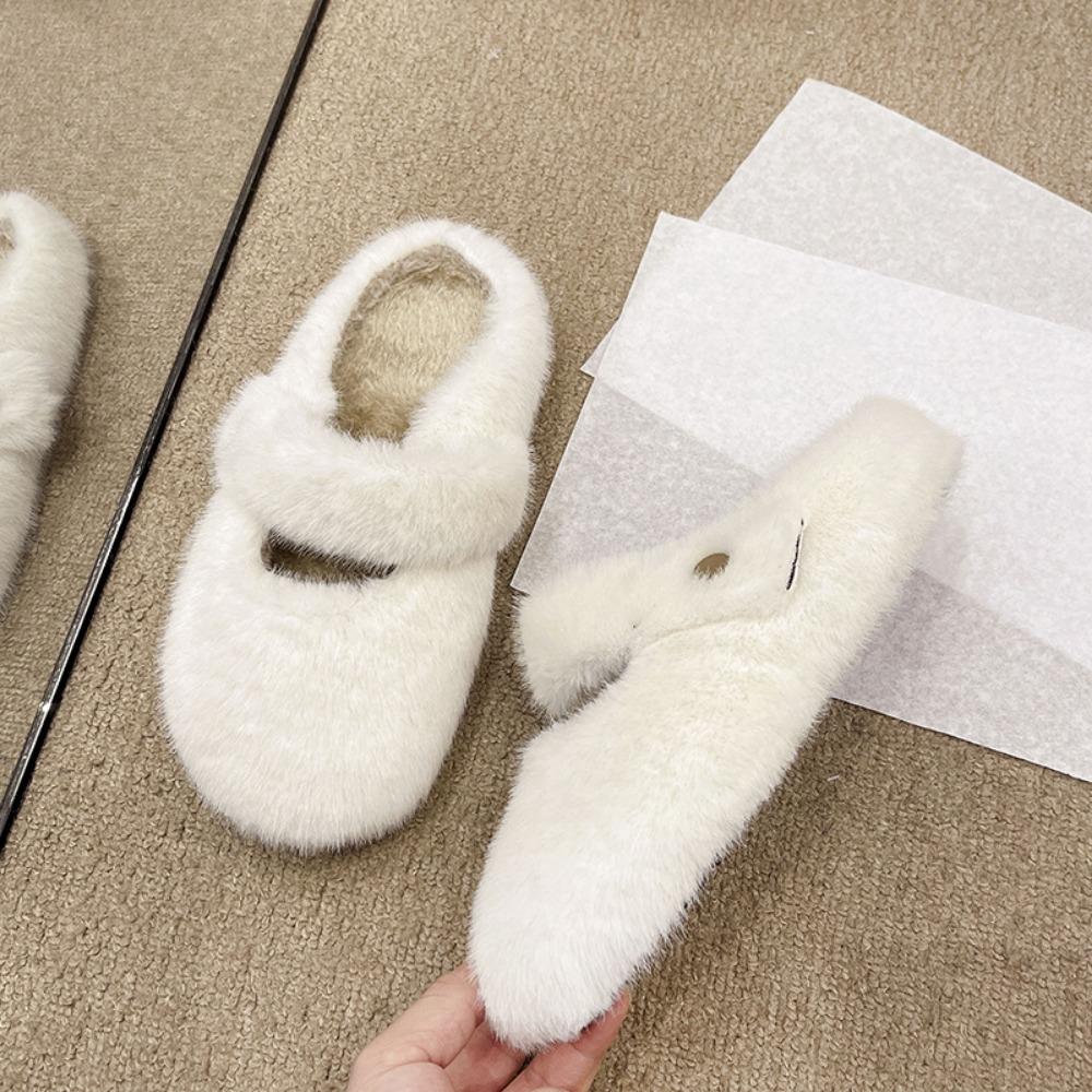 Fashion Slippers Casual Shoes Woman 2024 Pantofle Fur Flip Flops Loafers Cover Toe Luxury New Plush Flat Basic with Fur Rome Rubber Slid