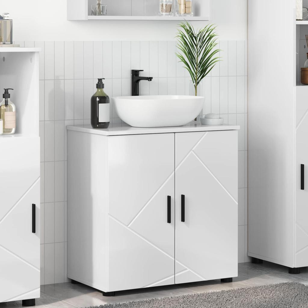 Bathroom Cabinet with Storage Glossy White 61 X 35 X 64 Cm