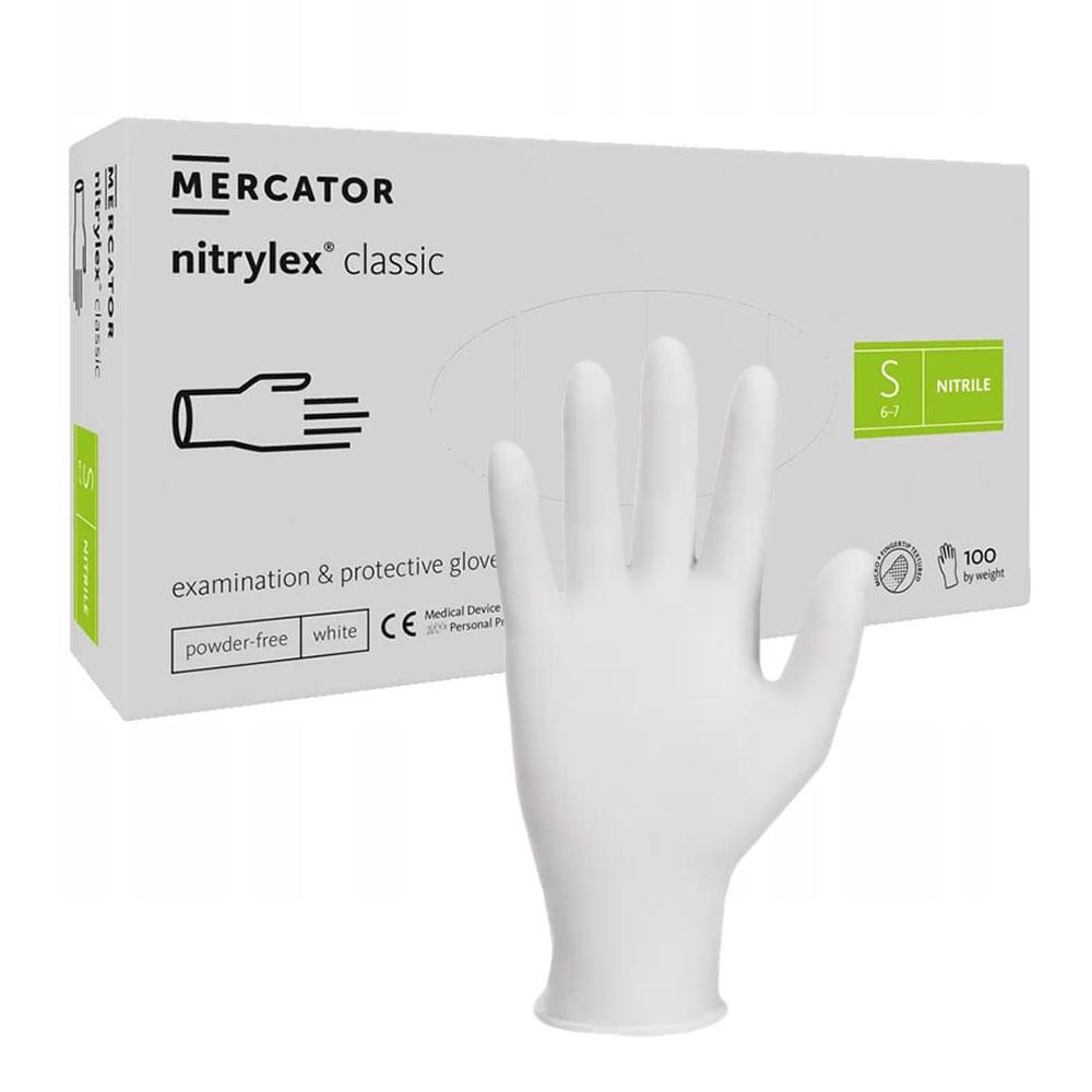 Nitrile Gloves White Mercator Nitrylex Classic White 100 Pieces