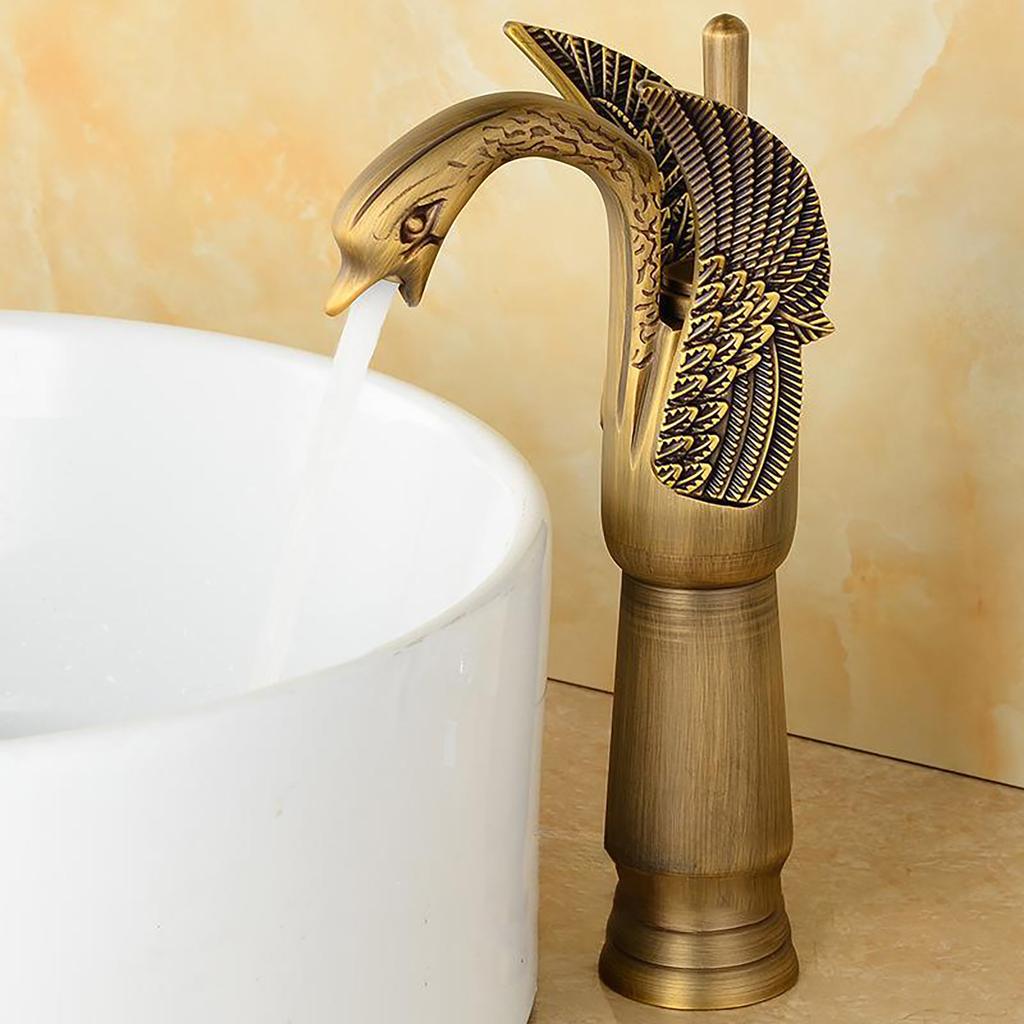Golden Swan Bathroom Basin Faucet Bathtub Faucet New Design Swan Faucet Copper Gold Faucet Hot and Cold Faucet