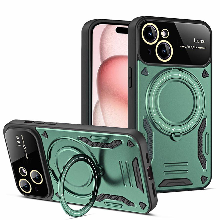 Rotating Bracket Big Lens Protection Cover For Apple iPhone 17E 15 14 16 17 Pro Max Honor X6D X5D X8D X5C 600 400 X7A X8A X7B Motorola Moto Armor Case