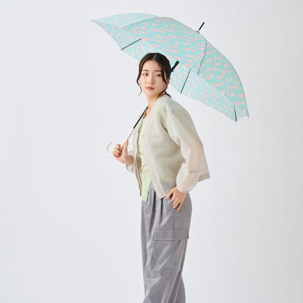 Moonbat Windproof Long Perfect for and Flamingo Product Blue [Esta] Women's Umbrella, Commuting, Jumping, School, Print, Number 31-230-10349-10,