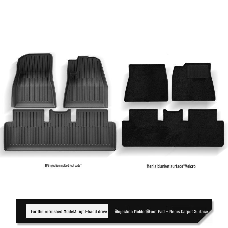 New Tesla Model 3 Right-Hand Drive TPE Floor Mats - Injection Molded, Set of 24