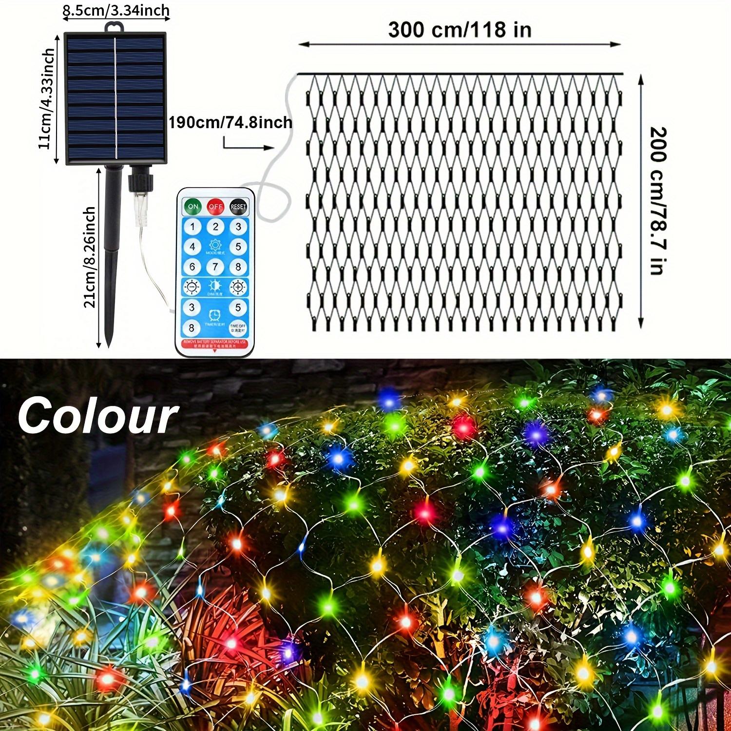 

1 x Солнечный сетчатый светильник для кустарников, уличный сетчатый светильник, водонепроницаемый, 8 режимов, дистанционное управление, автоматический переключатель 3M*2M/118in*78in разноцветный