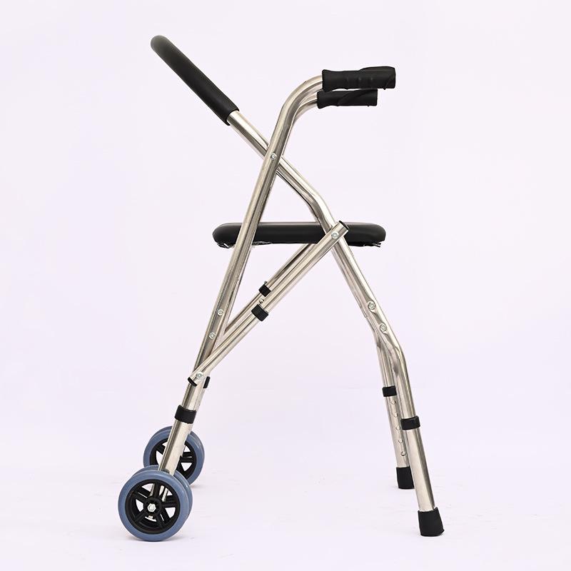 Foldable Double-Wheel Carbon Steel Walker for the Elderly
