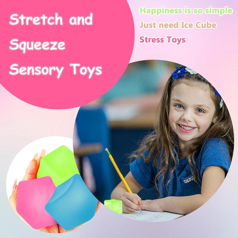 Squishy Ice Cube Stress Ball Toy Sensory Fidget Toys for Adults & Kids Slow Rising Squeeze Ball Autism ADHD Relief Party Gift