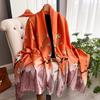Summer Versatile Silk Scarf Premium Lijing Forging Long Scarf Travel Sunscreen Simulation Silk Flower Silk Scarf Women