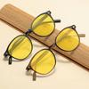 Driving Anti-Glare Night Vision Glasses Retro Studded Round Frame Anti-blue Light Glasses Orange & Red Lenses Protective Eyewear
