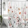 Spring Flower Plant Shower Curtain, Bathroom Decorative Shower Curtain, Waterproof Shower Curtain with Hooks