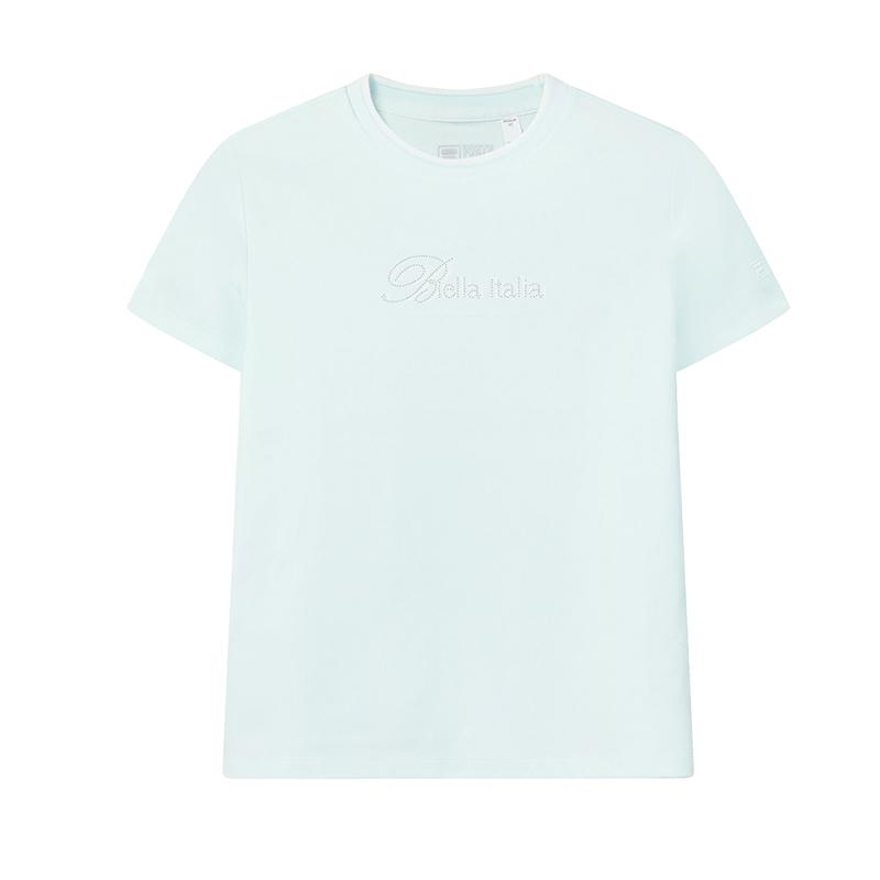 

FILA White Fresh Versatile Comfortable Fashion T-Shirt Women tops Mint-Green F11W623115FTQ S
