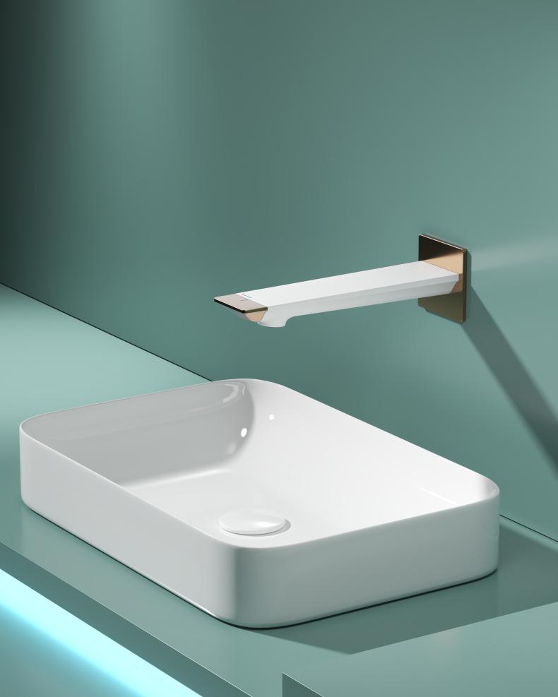 New White Gold Basin Faucet Concealed Bathroom Sink Faucet In-Wall Basin Spout Mixer Tap Set Combination Blanoir Solid Brass Tap