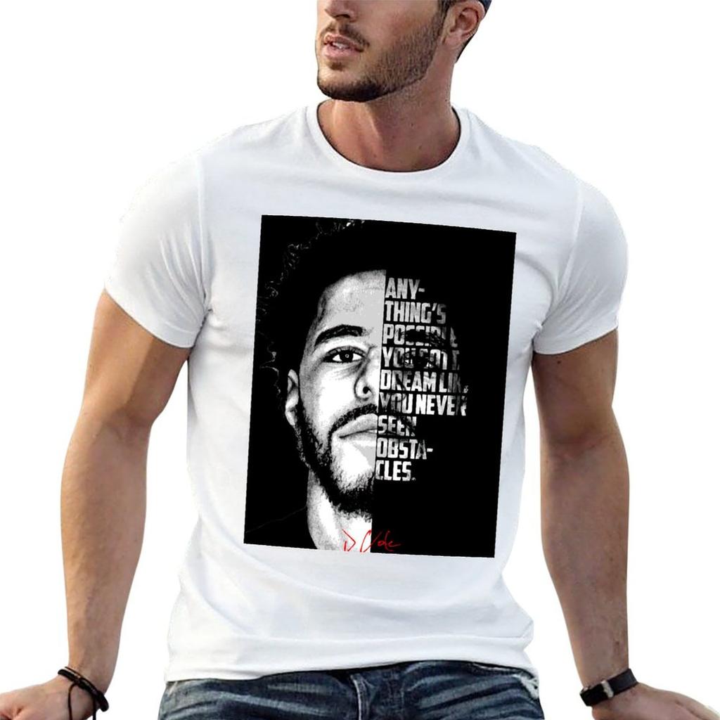 Black And White J Cole Quote Tshirt Basic All Season Solid Tshirt