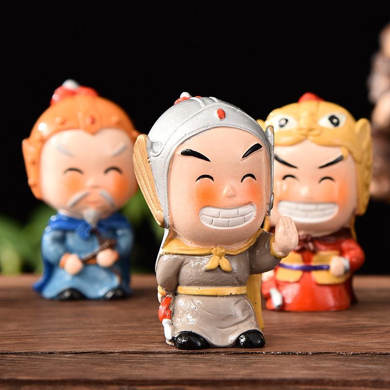 Three Kingdoms Figures Figurines Cartoon Ceramic Handicraft Home Decoration Ornament Character Statue Model Desk Gift Souvenir