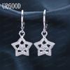 925 Sterling Silver Star Shaped Pendant Piercing Earrings Fashion Wedding Jewelry