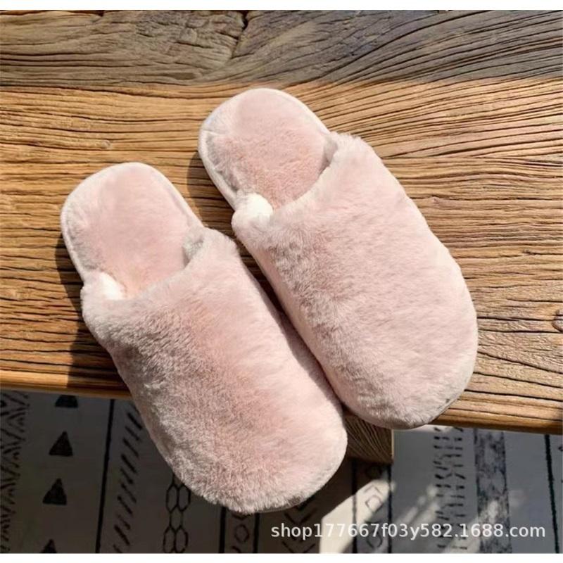 Ladies' Winter Home Indoor Anti Slip Soft Bottom Warm And Simple Solid Color Cotton Slippers