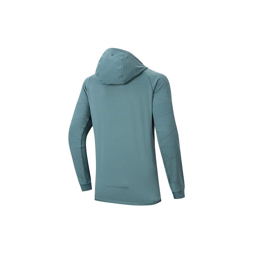 Anta Running Series Solid Color Logo Hooded Breathable Sports Jacket Men Jackets Sage-Green 152415701-3