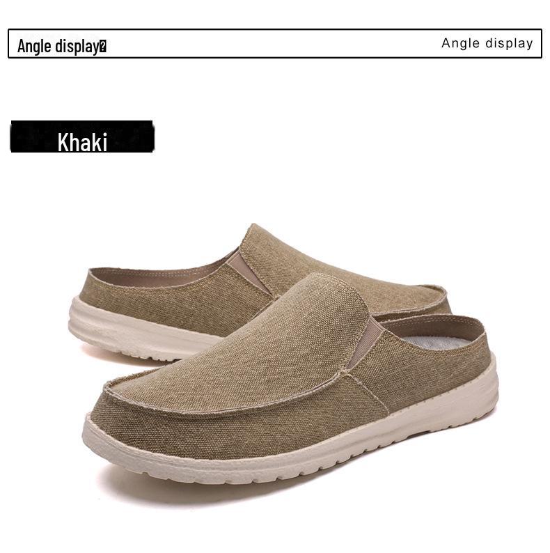 Men's Large Size Lightweight Canvas Slip-On Shoes - Breathable & Casual