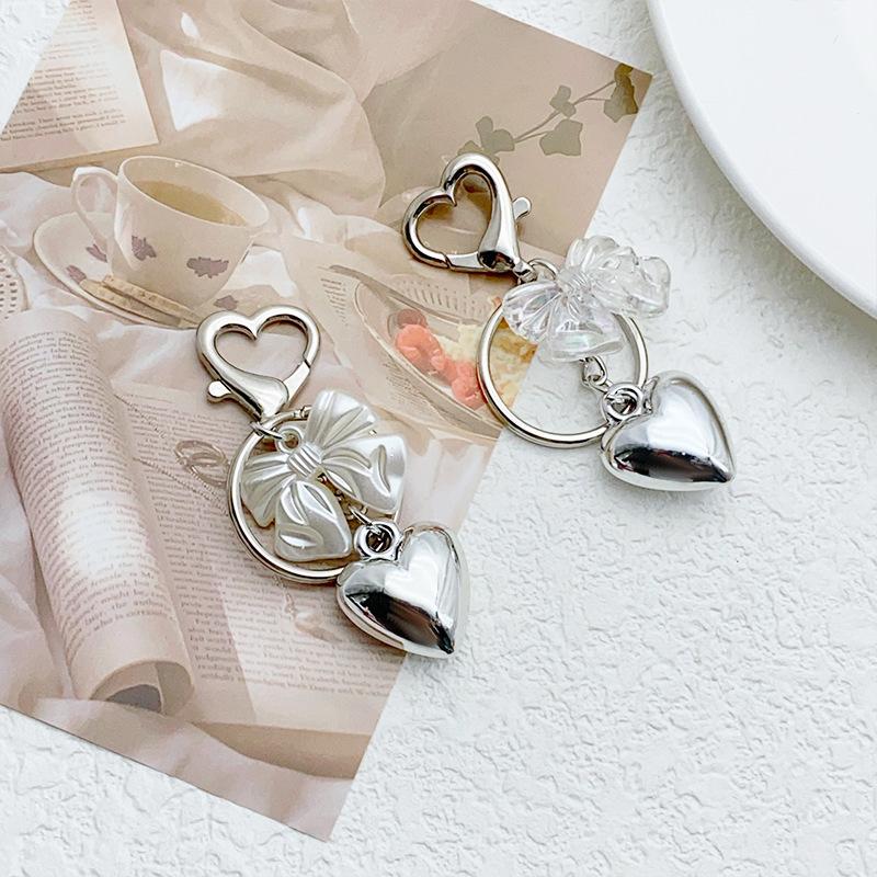 

Корейский брелок в форме сердца с бантом Y2K Простой брелок в форме сердца с бантом Сумка Подвеска Рюкзак Подвесное украшение Подарки as the picture