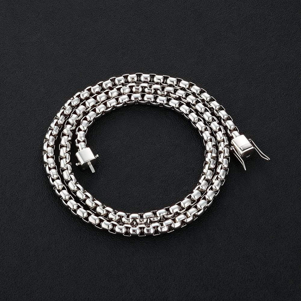 6mm Stainless Steel Square-Pearl Chain European American Hip-Hop Cross-Border High-End Jewelry Model CHA488 Customizable Gift
