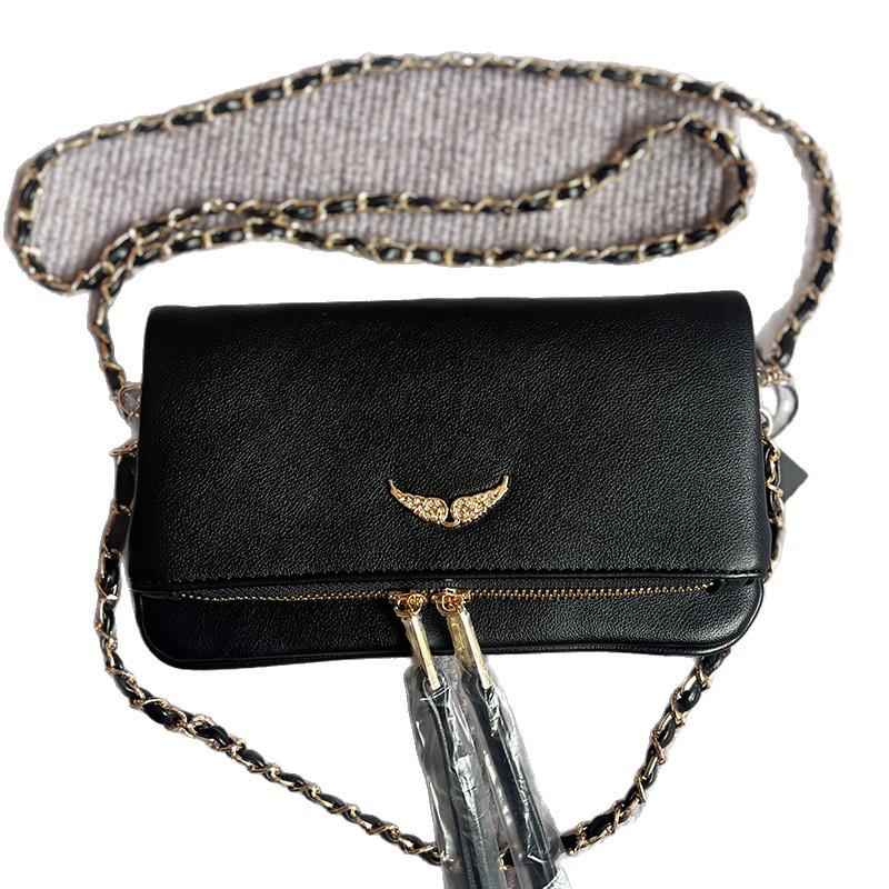 ZV Women's Classic Wing Rivet Shoulder Bag - Trendy, Versatile Small Square Chain Bag