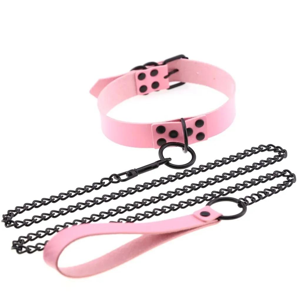 Gothic style leather sex collar SM binding props couple training instruments adult sex products