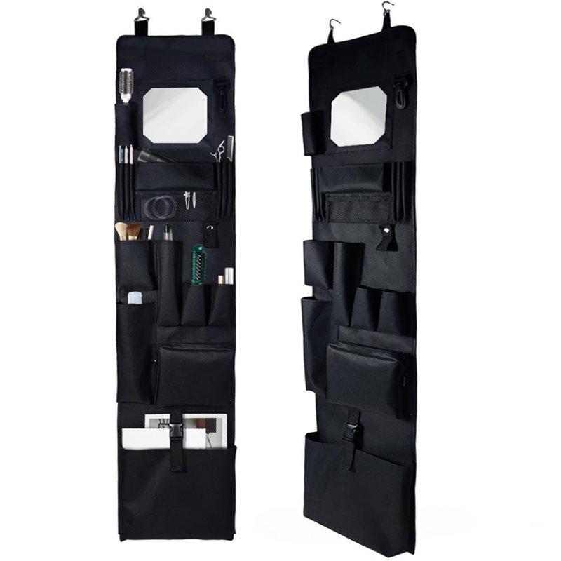 A74E-Student Dormitory Door Organizer Hanging Closet Shelf Locker 53.54 X 12.6 In With Acrylic Mirror, 600D Oxford Cloth