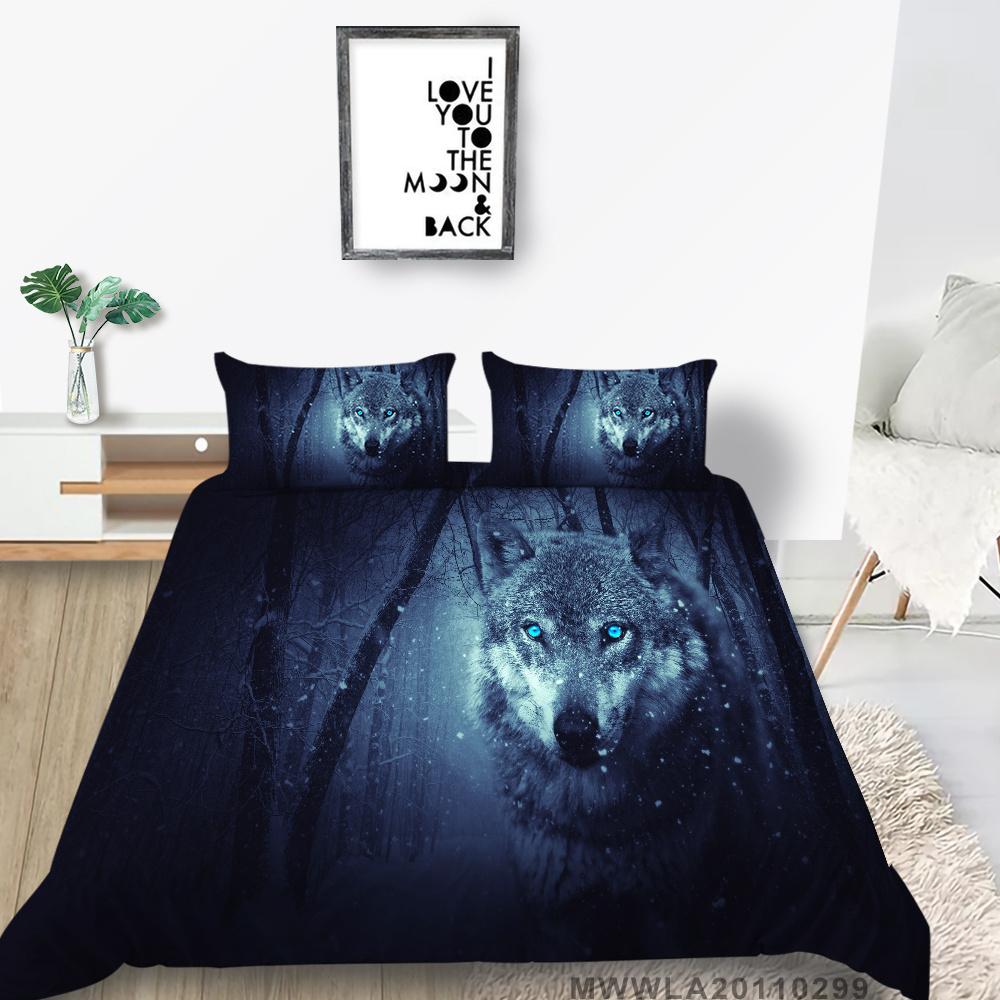2023 New Style Comforter Cover Set 3D Wolf Printing Duvet Cover Animals Polyester Home Textiles Boys Girls Single Size Pillowcase