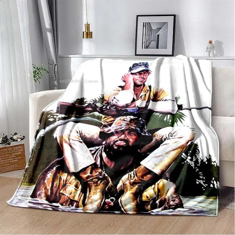 Grafická deka pro miminka Terence Hill a Bud Spencer Měkká domácí ložnice Postel Kancelářský přehoz Dekorace Pohodlné přehozy Děti