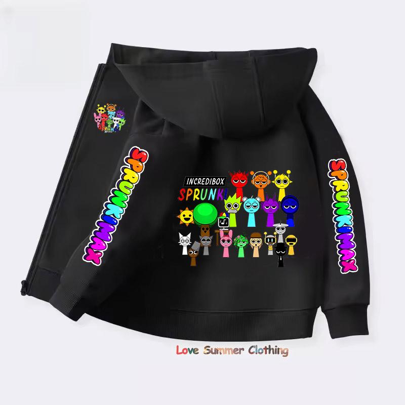 Sprunki Reißverschluss-Hoodies für Kinder Incredibox Anime-Figuren Mädchen-Sweatshirt Kinder Frühling Herbst Pullover Geschenk Jungenkleidung 4-14J