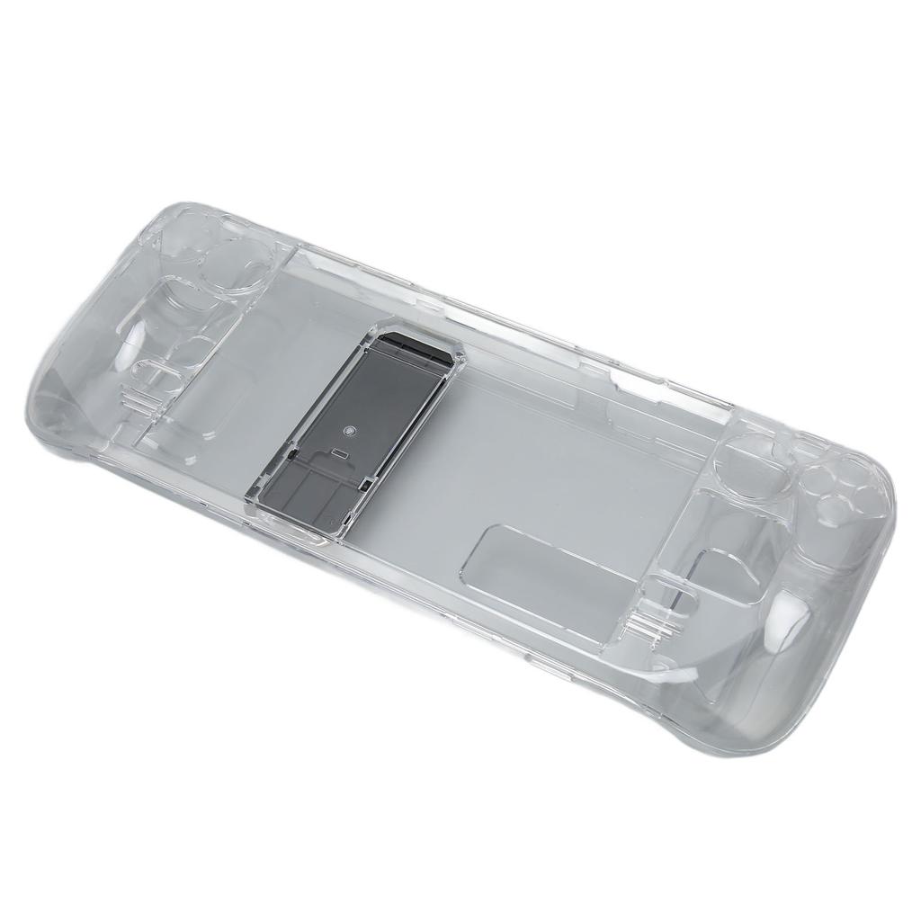Clear Kickstand Case for Steam Deck Transparent Shock Absorption Prevent Slip Hard PC Protective Case with Stand
