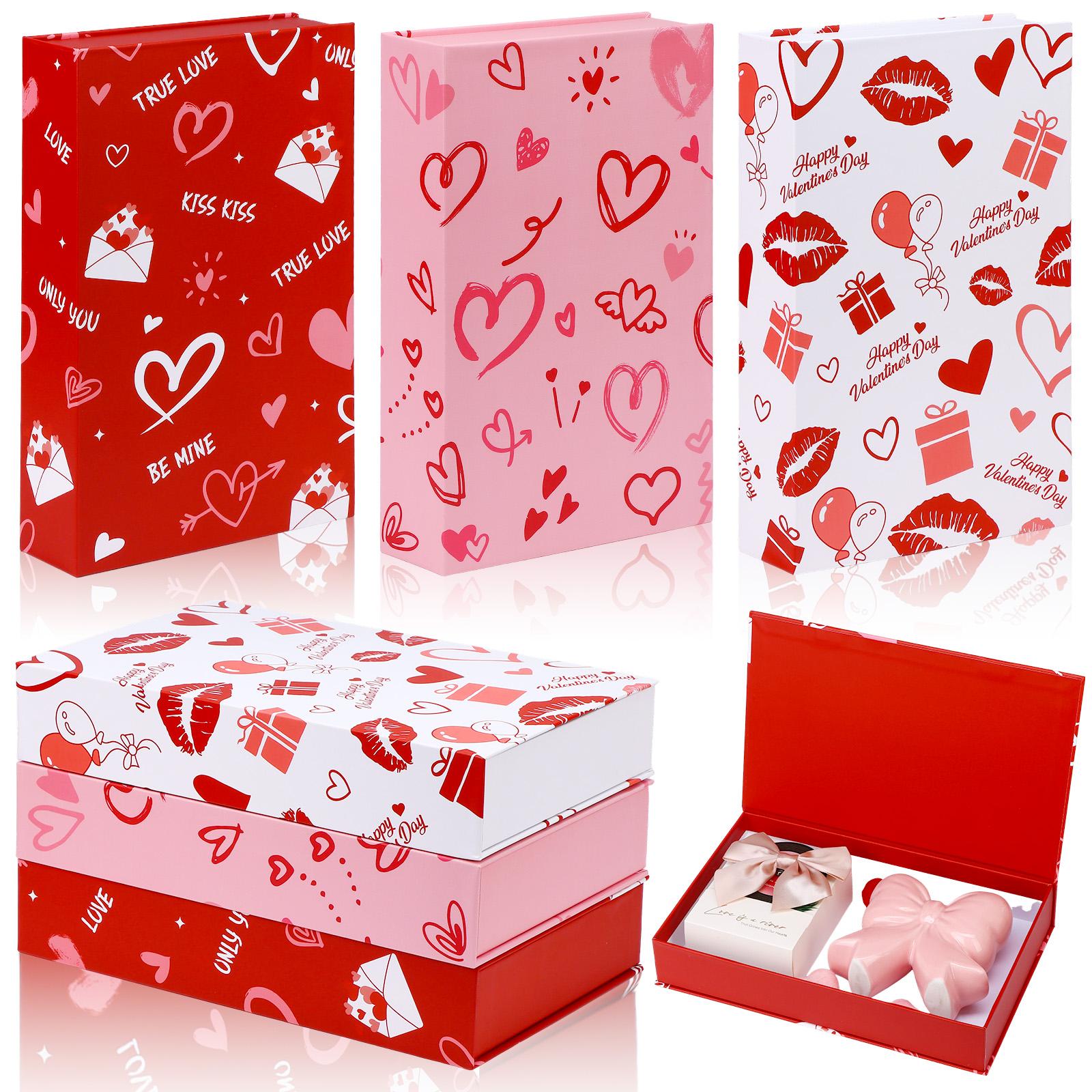 

3 шт. Декоративные фальшивые книжные шкатулки ко Дню святого Валентина с магнитными крышками, цветочные композиции, книжные шкатулки, бумажный винтажный декор для подарка розовый